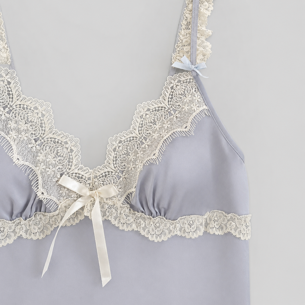 Satin Lace Chemise Nightgown | Romantic Trim Slip Dress, Bridal Lingerie