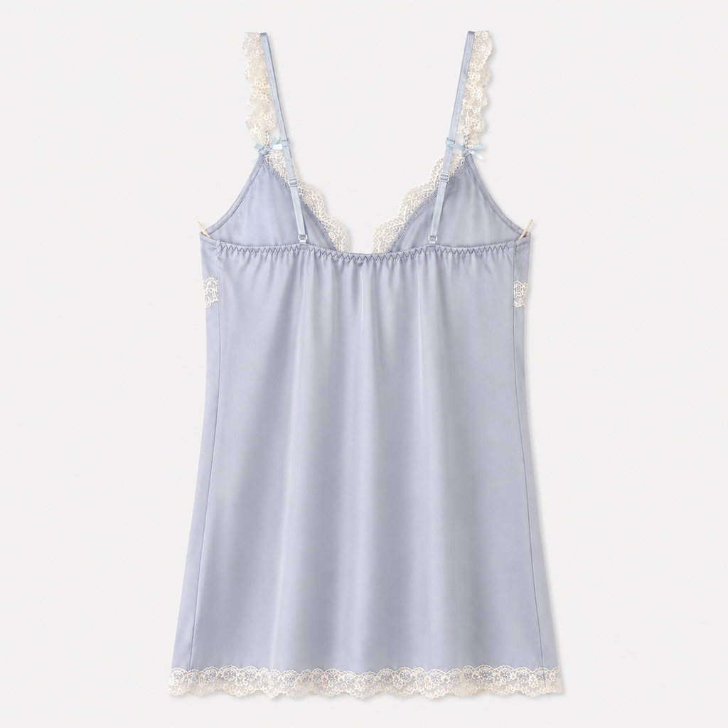 Satin Lace Chemise Nightgown | Romantic Trim Slip Dress, Bridal Lingerie