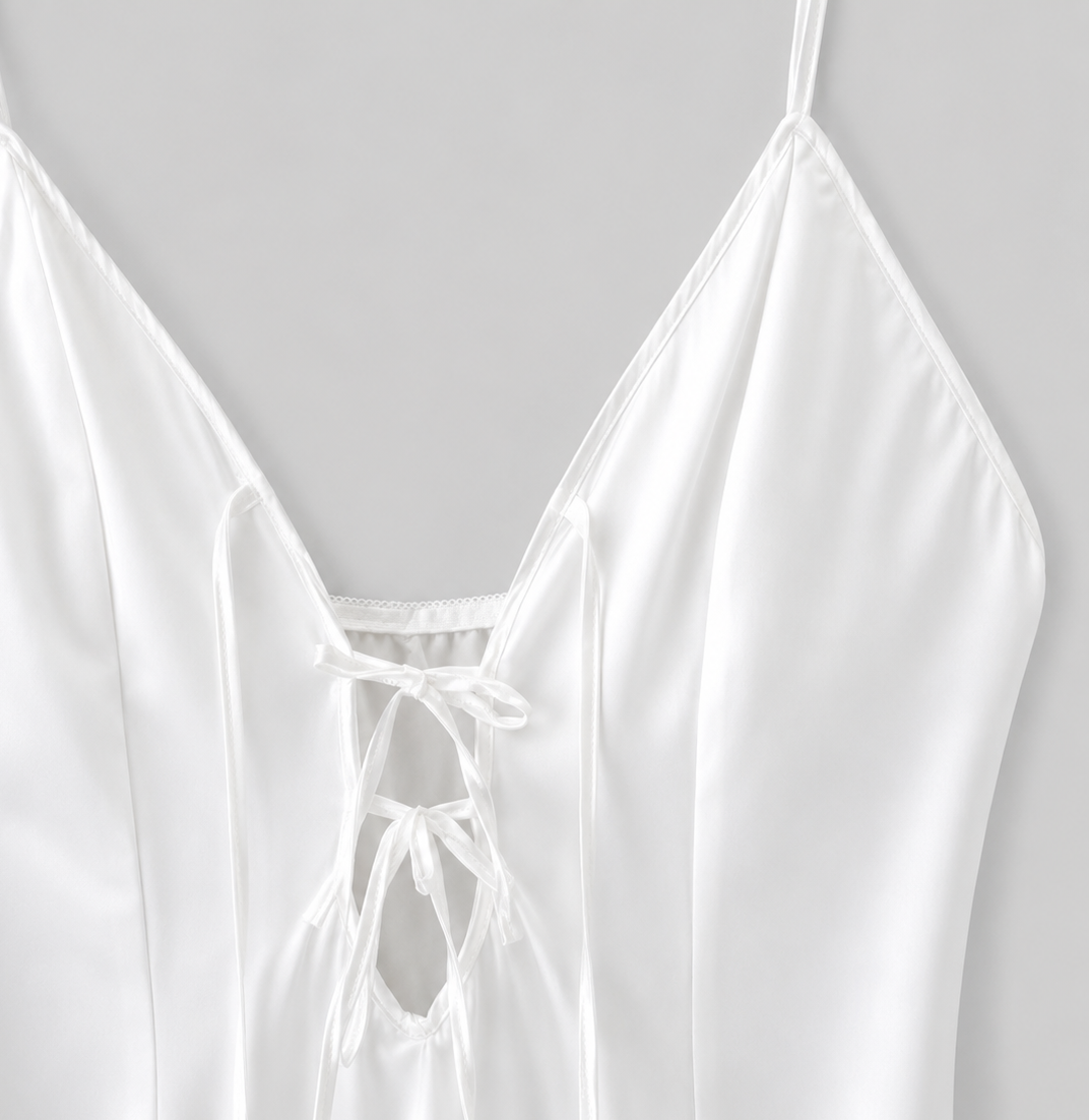 White Satin Slip Dress, Silky Chemise Sleepwear, Sexy Bridal Lingerie, Spaghetti Strap Nightgown