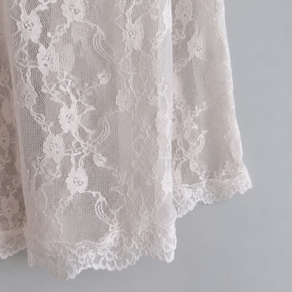 Sheer Pink Floral Lace Babydoll Lingerie Chemise Nightgown – Romantic Bridal Sleepwear