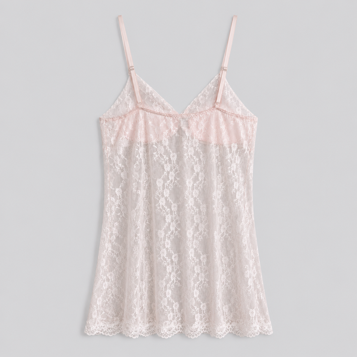 Sheer Pink Floral Lace Babydoll Lingerie Chemise Nightgown – Romantic Bridal Sleepwear