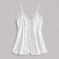Lace Trim Satin Button Slip Nightgown