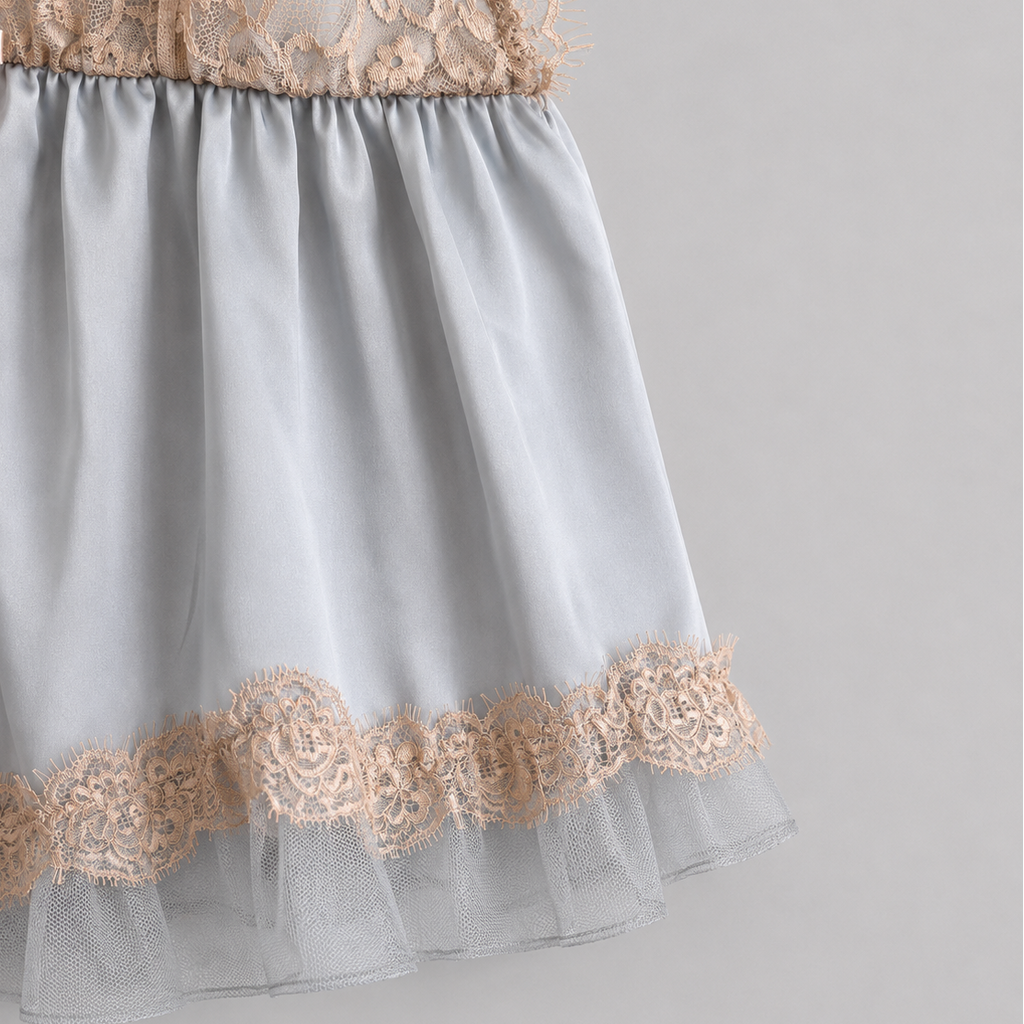Mist Lace Trim Satin Cami & Wide-Leg Pants Set