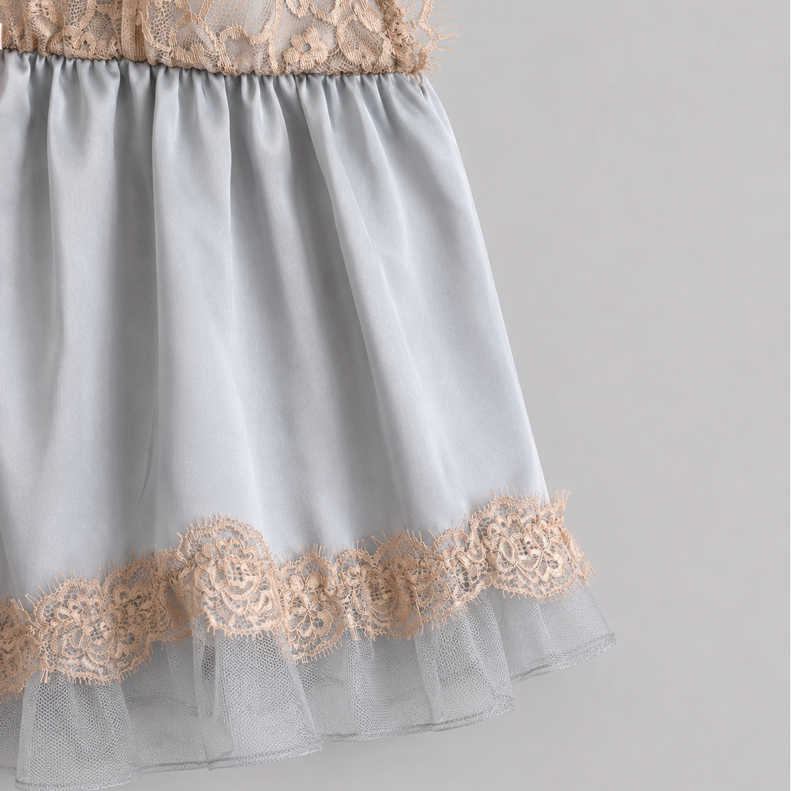 Mist Lace Trim Satin Cami & Wide-Leg Pants Set