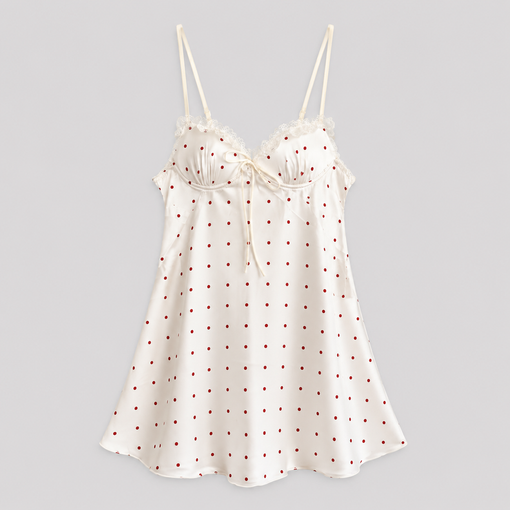 Polka Dot Ruffle Bustier Mini Dress