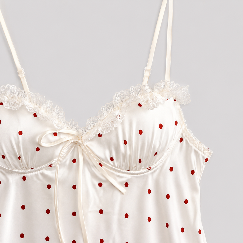 Polka Dot Ruffle Bustier Mini Dress