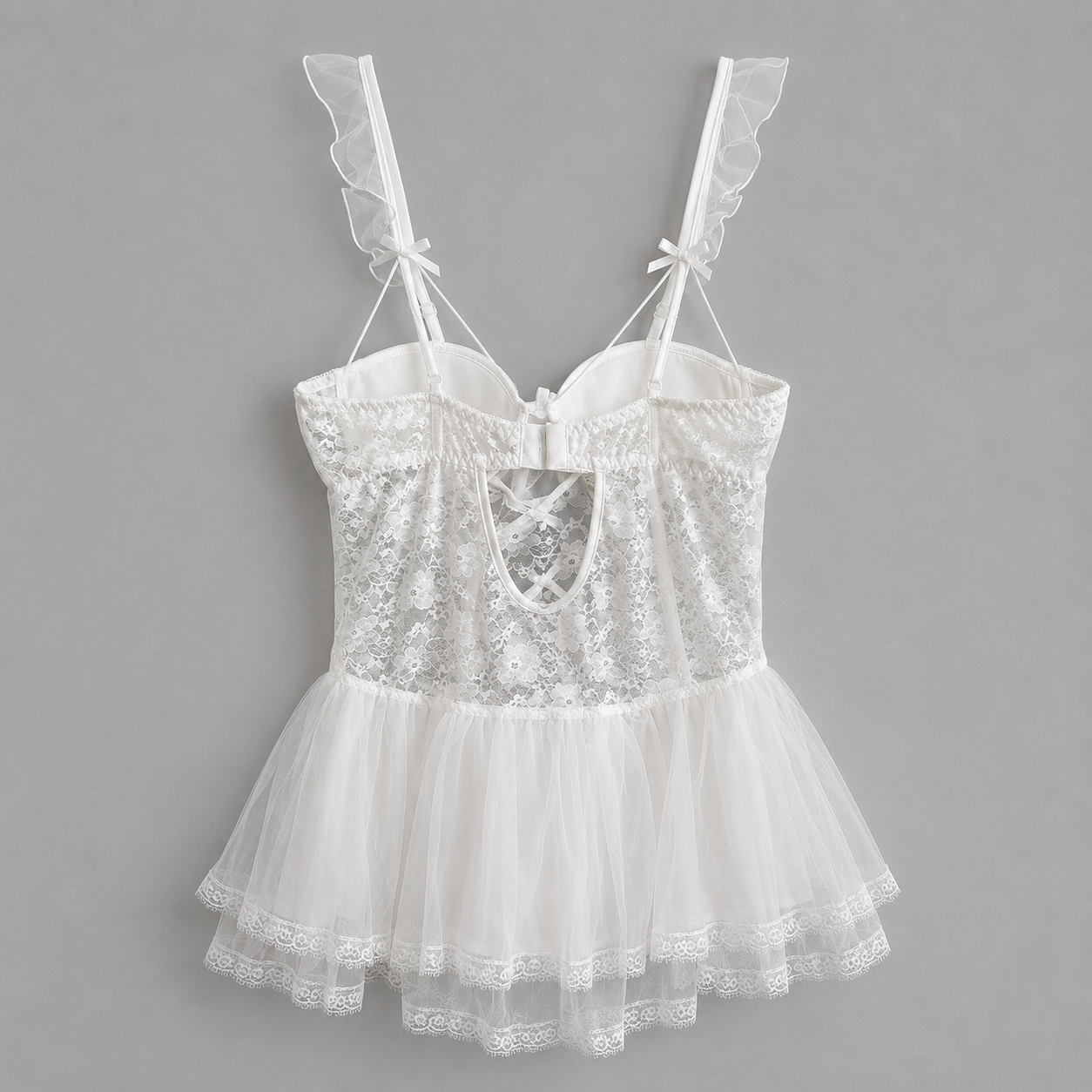 Bridal Lace Bow Corset Babydoll Dress