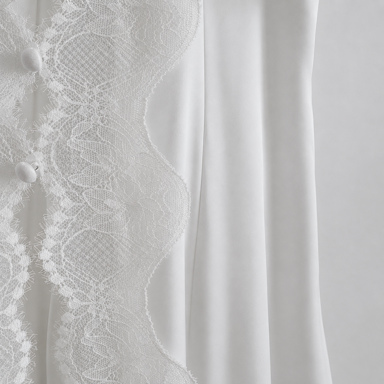 Lace Trim Satin Button Slip Nightgown