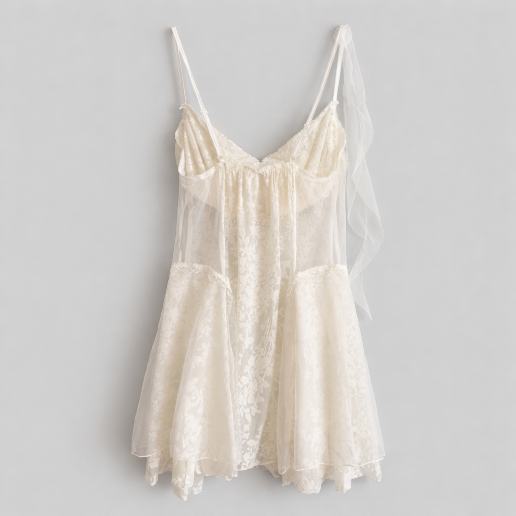 Velvet & Lace Cowl Neck Rosette Strap Mini Dress