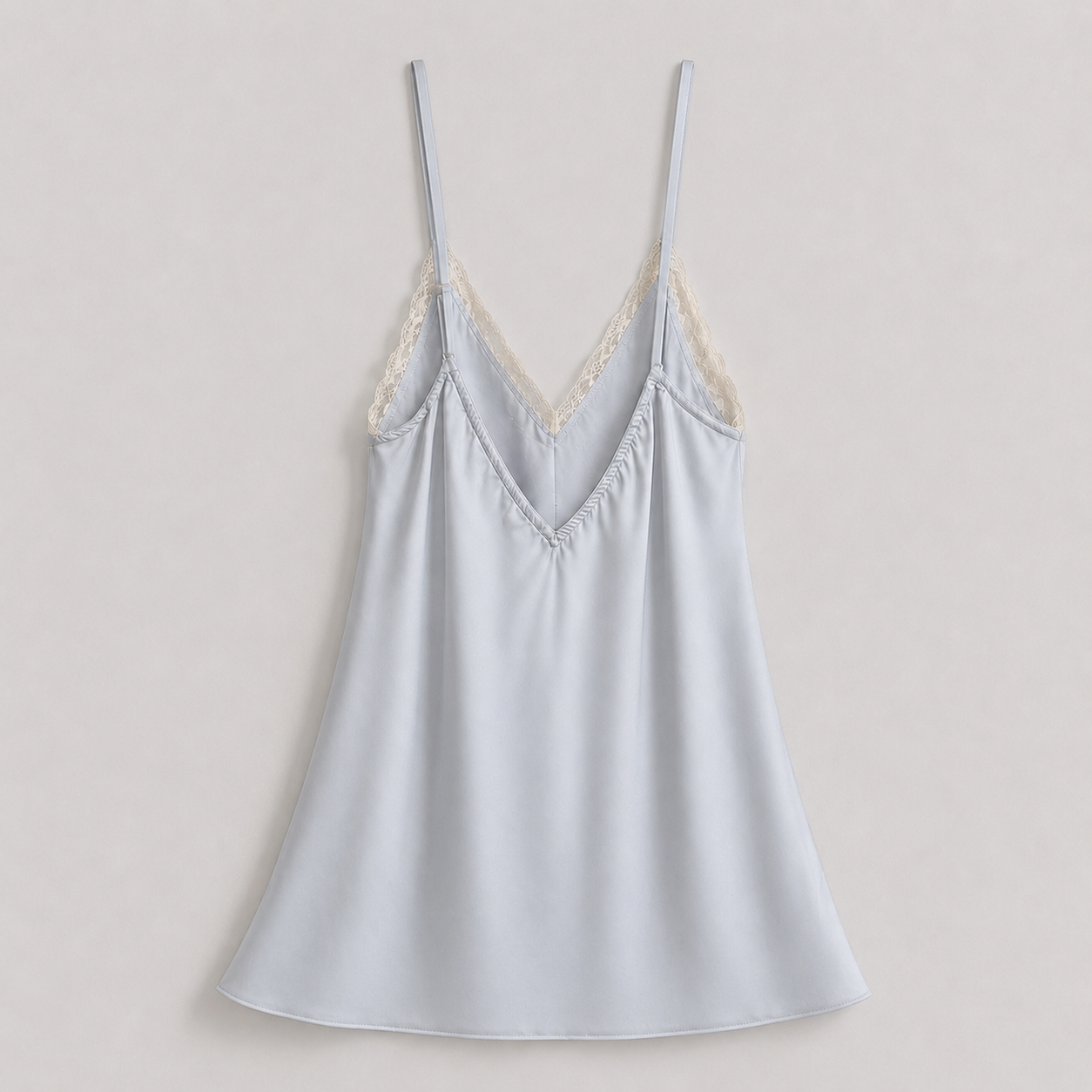 Morning Mist Satin Lace Trim Slip Dress