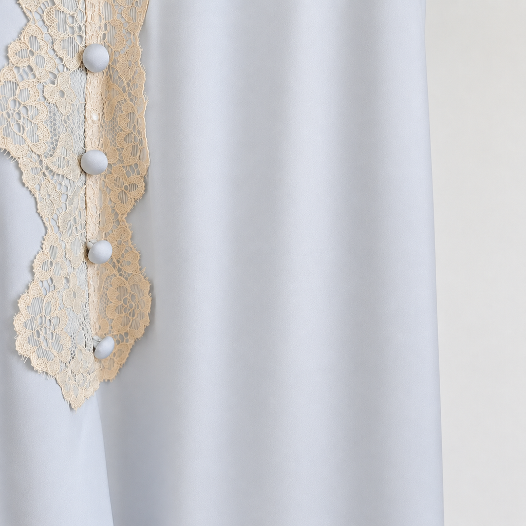 Morning Mist Satin Lace Trim Slip Dress