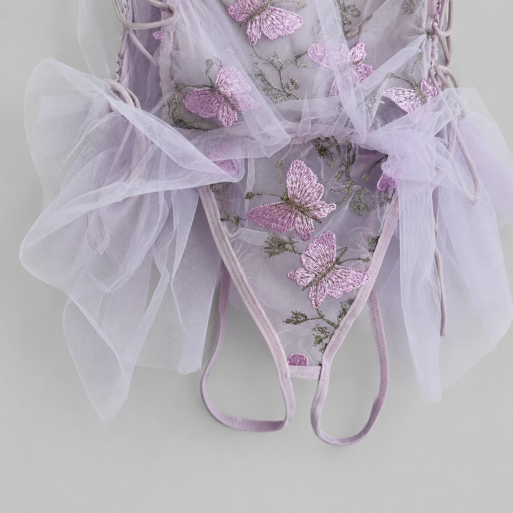 Butterfly Garden Corset Tulle Lingerie Dress