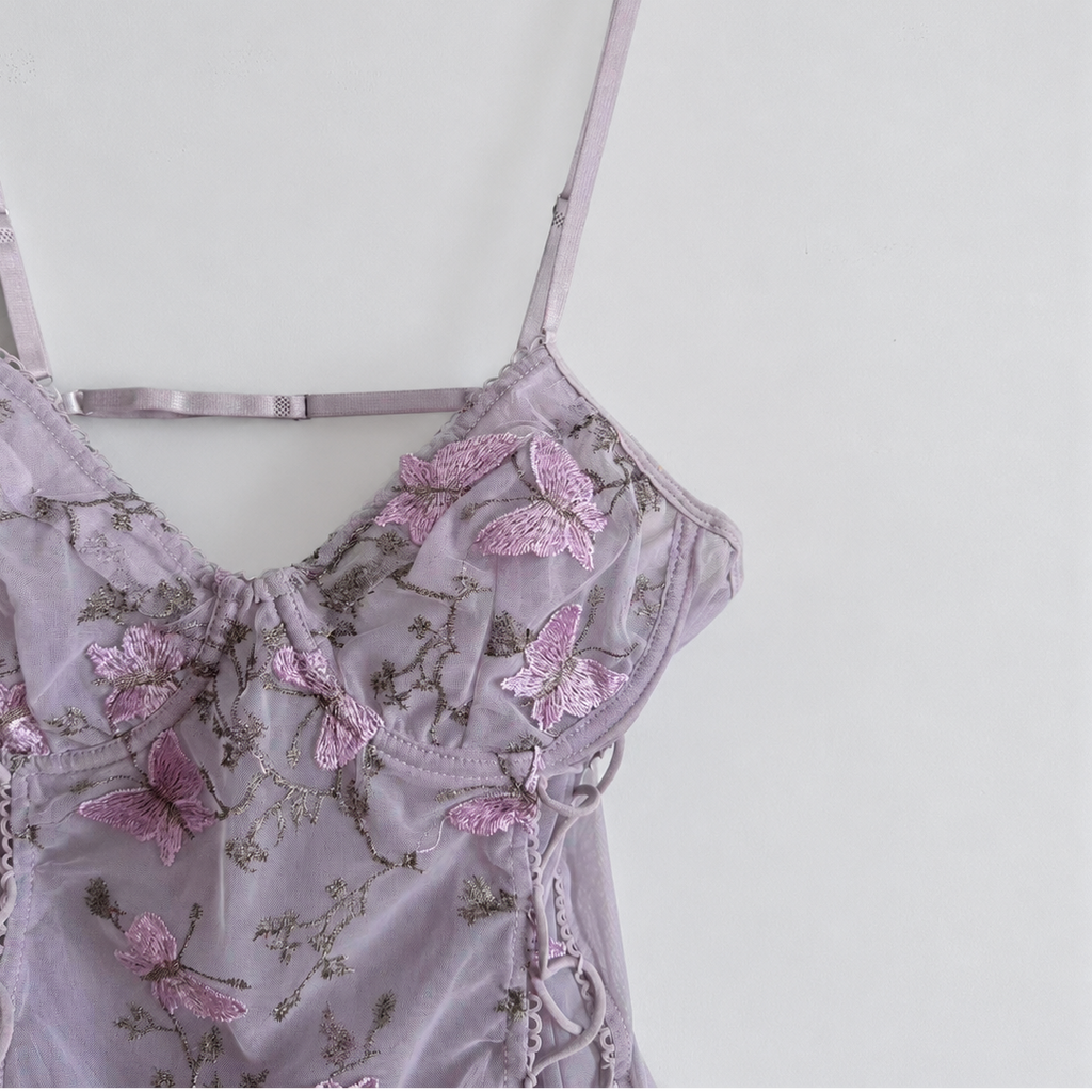 Butterfly Garden Corset Tulle Lingerie Dress