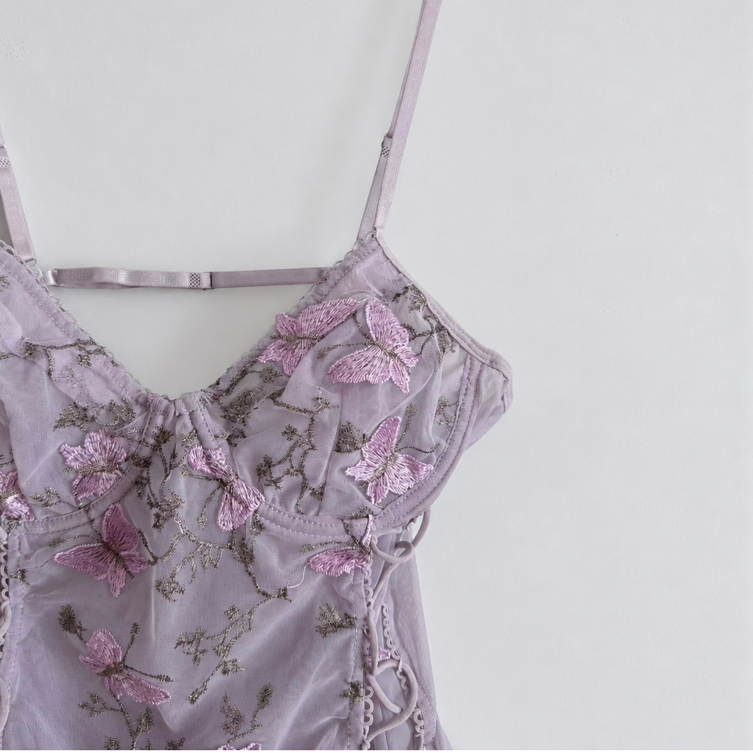 Butterfly Garden Corset Tulle Lingerie Dress