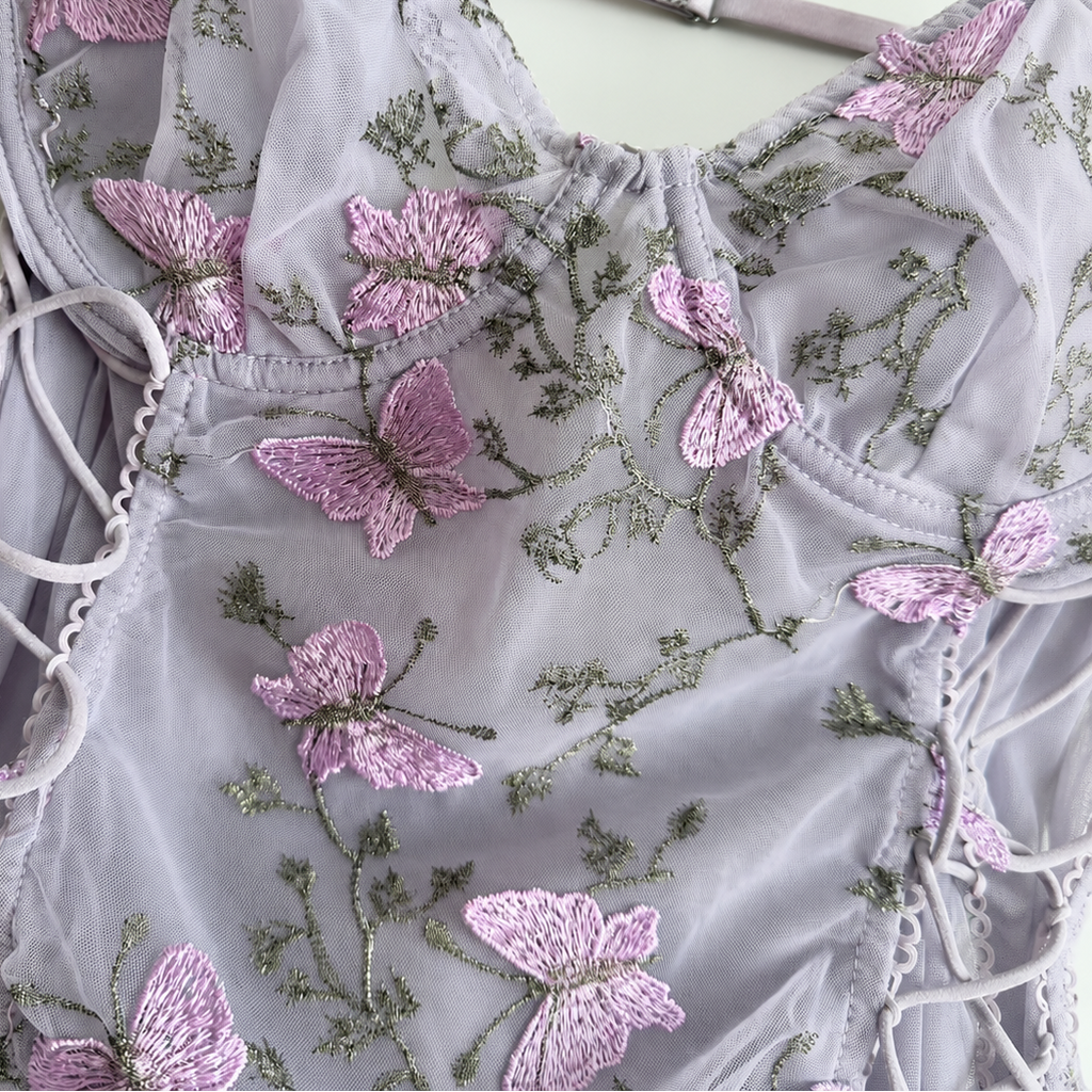 Butterfly Garden Corset Tulle Lingerie Dress