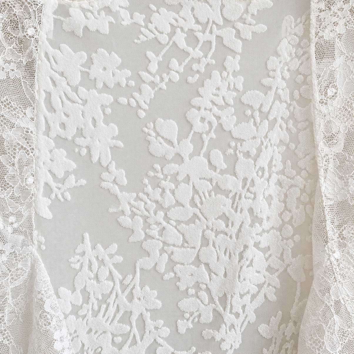 Ivory Velve Floral Lace Babydoll Dress