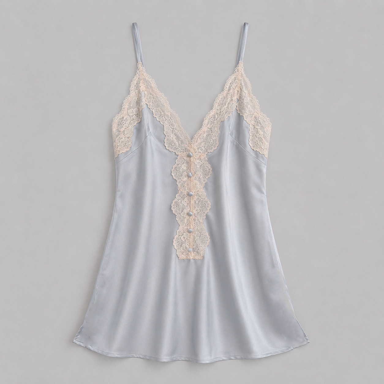 Morning Mist Satin Lace Trim Slip Dress